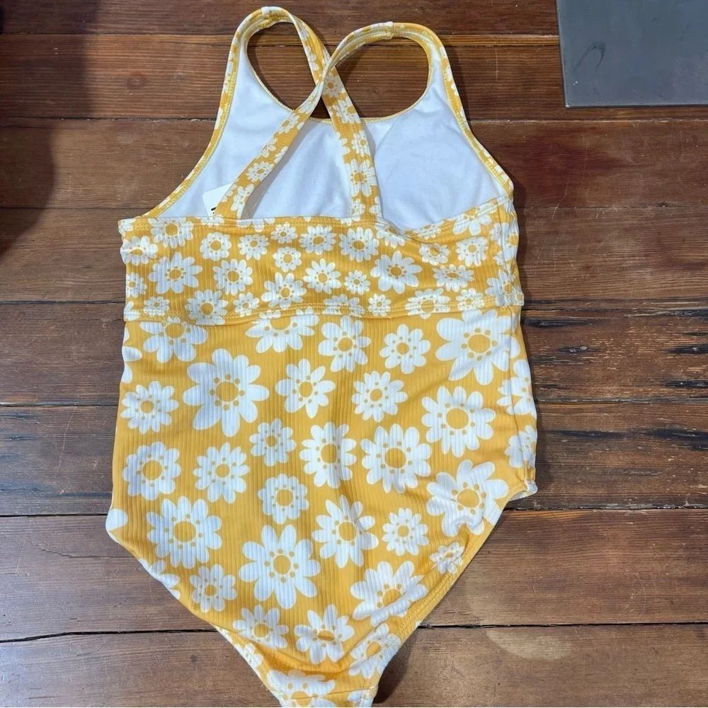 Wonder Nation Yellow and White Floral Swimsuit 10/12